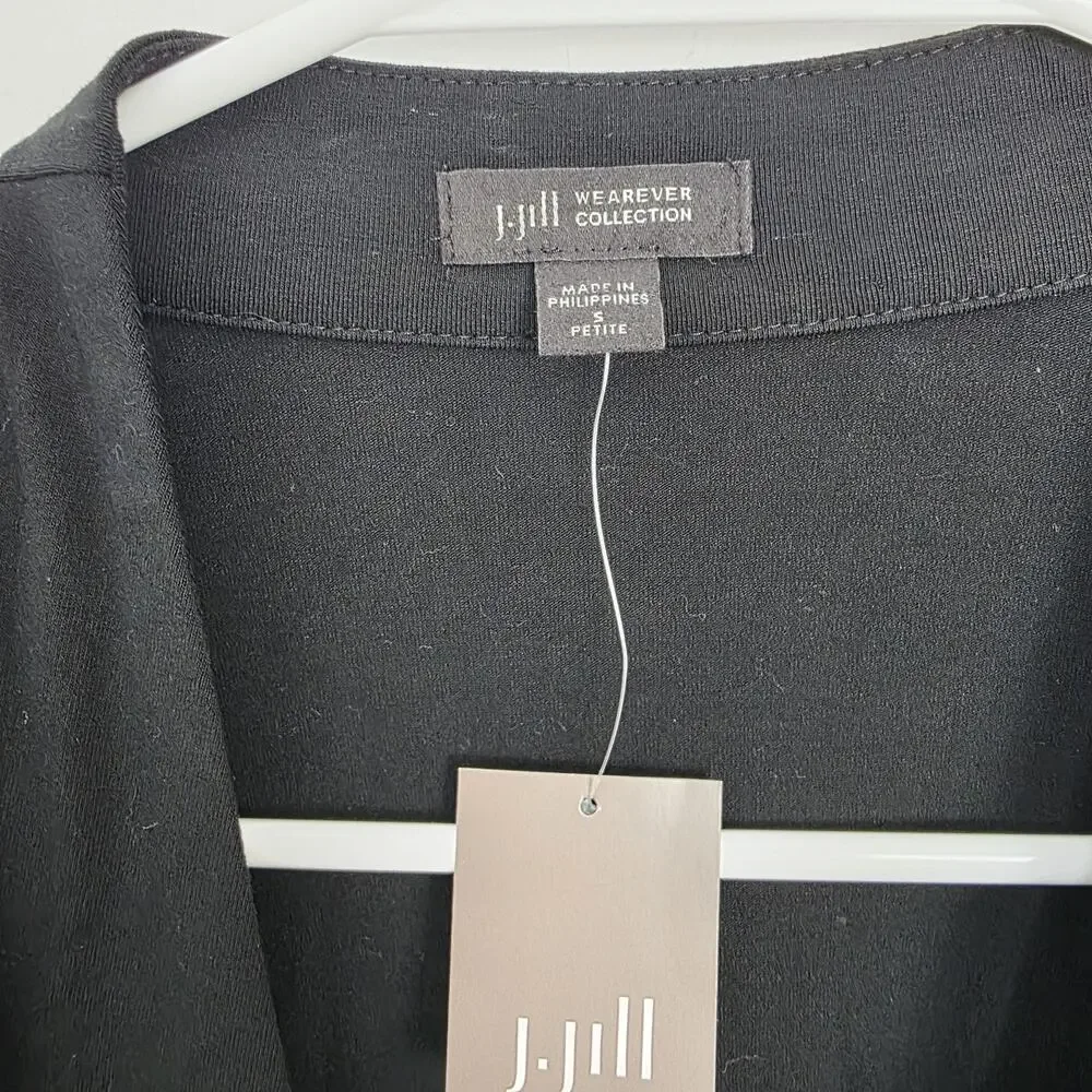 J. Jill Wearever Collection‎ Black Green Minimalist Cardigan Size Small Petite